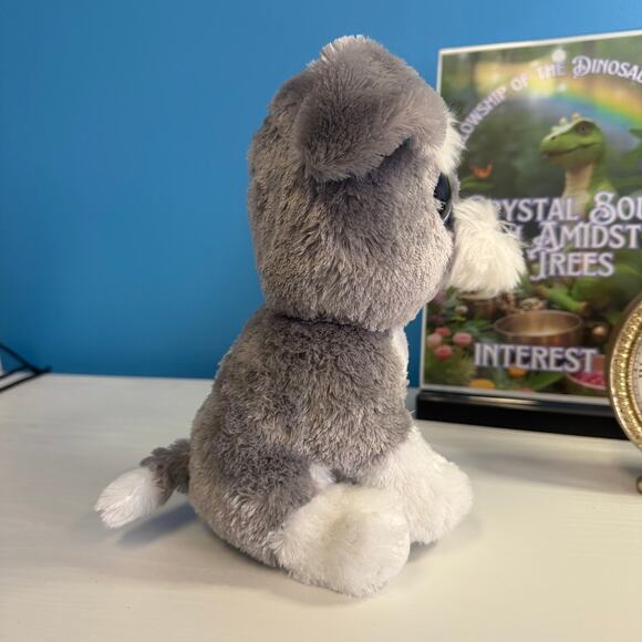 Ty Beanie Boo Whiskers Dog Plush 9” Gray White EUC Velvety - Picture 3 of 6